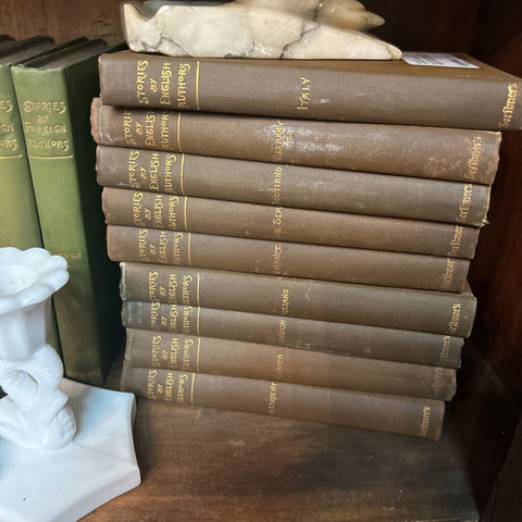 Set of 9 Small Vintage 'Stories by English Authors' Brown Books