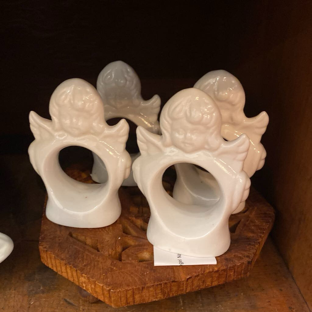 Set of 4 Porcelain Angel Napkin Rings