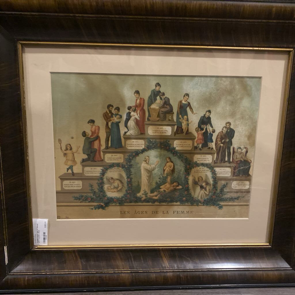 Framed French age of Women print from1900 26x22