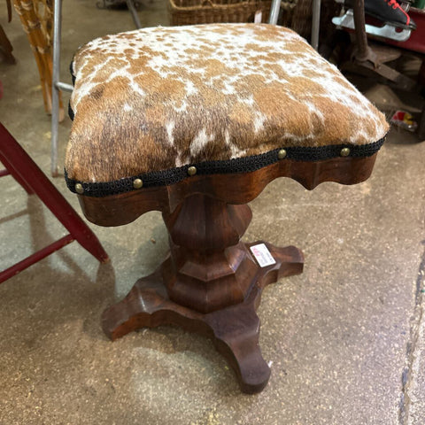 Antique piano stool base recovered in cowhide