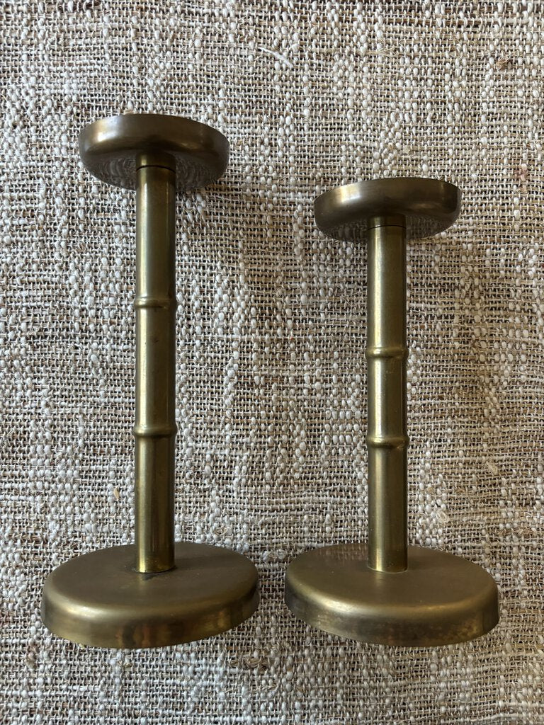 Pair of Vintage Brass Bamboo Votive Holders