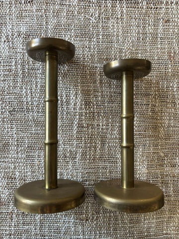 Pair of Vintage Brass Bamboo Votive Holders