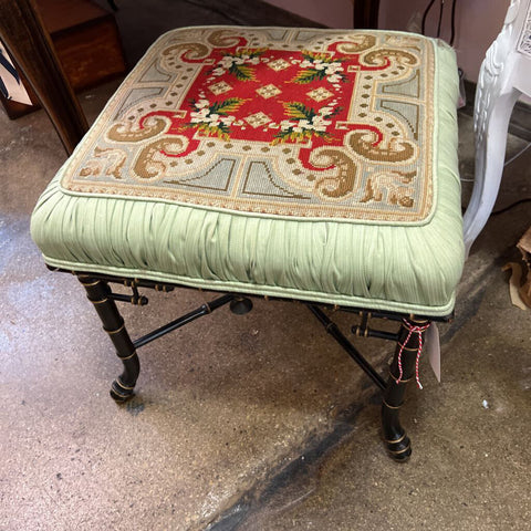 Victorian green and red ottoman