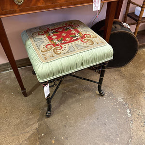 Victorian green and red ottoman