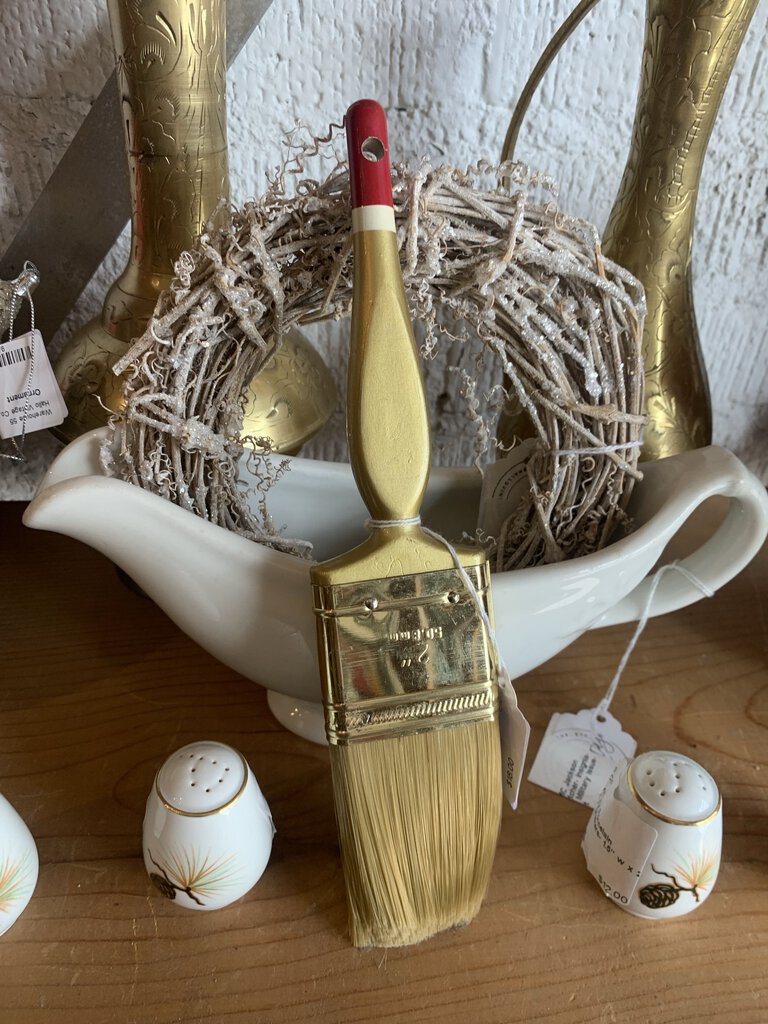 Vintage Paint Brush~ Gold, Red & White~ 2.25" w x 9.5" l