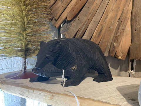 Wood Carved Black Bear~ 3.5" w x 7.5" l x 4" t