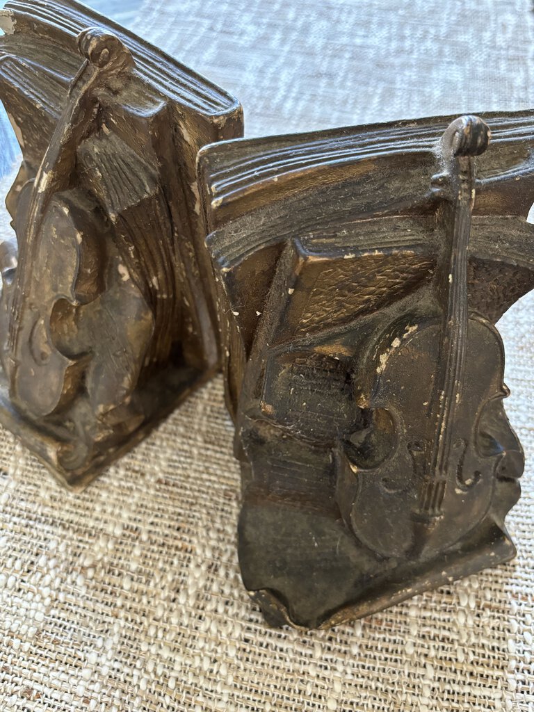 Vintage 1946 Universal Statuary Violin Bookends
