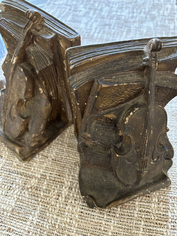 Vintage 1946 Universal Statuary Violin Bookends