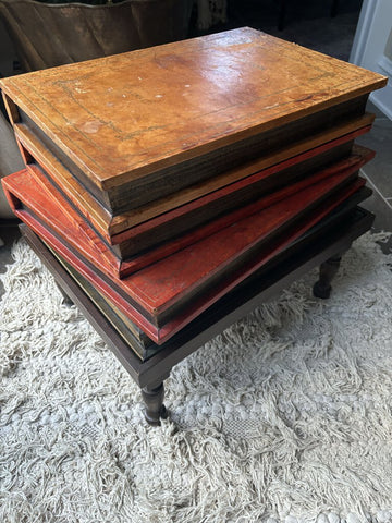 Vintage Leather Book Chairside Table W/ Storage 21.5W x 20.5H x 16 (in store PU)