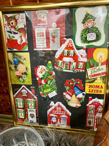 Vintage xmas sticker collage frame