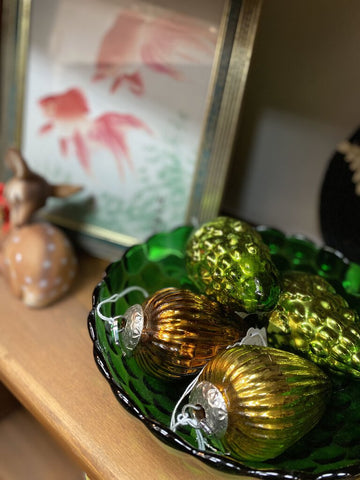 Green glass bowl