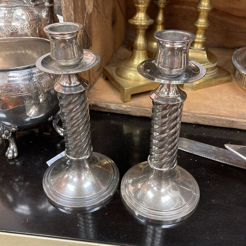 Vintage Silver Plate Candle Sticks Pair