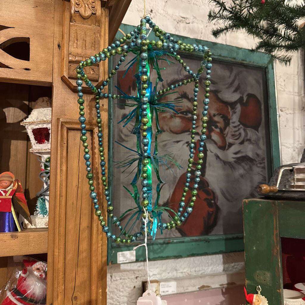 Green and blue glass bead decor