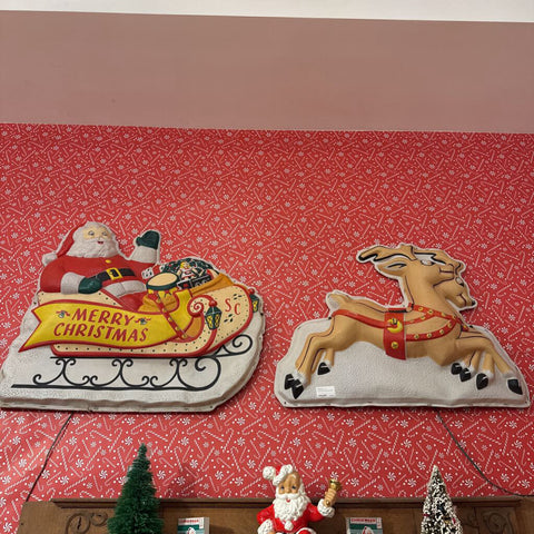 Santa and deer wall blow mold