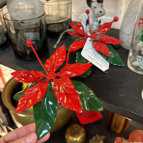 Pair of Metal Poinsettias H2080