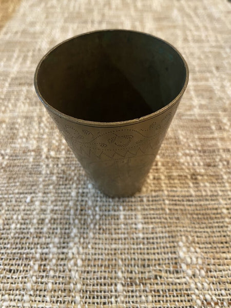 1930s Brass Engraved Lassi Cup