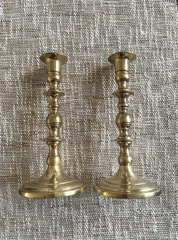 Pair of Brass Baldwin Candleholders