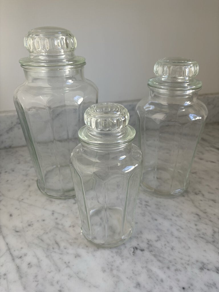 Set of 3 Vintage Glass Cannisters