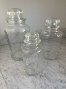 Set of 3 Vintage Glass Cannisters