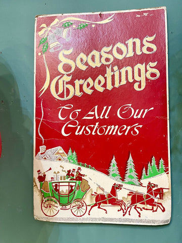 Jens Fresh Vintage ~ Vintage Cardboard Seasons Greeting sign