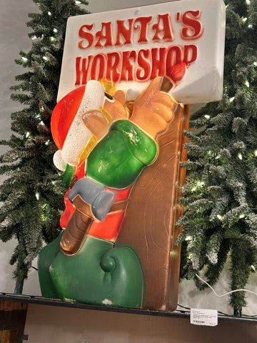 "SANTA'S WORKSHOP" VINTAGE BLOWMOLD 34", WITH NEW LIGHT KIT. IN STORE PICKUP ONLY