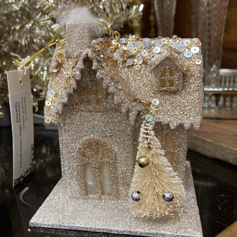 Christmas Glitter Church Battery Operated