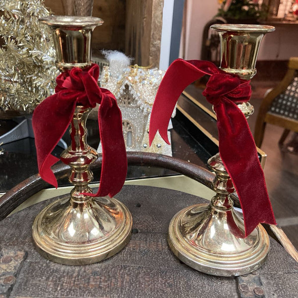 Set of Brass Candlesticks Made in England