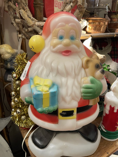 Small Santa blowmold with present as is