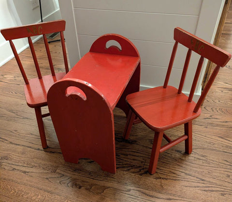 Vintage Childs 3 Piece Table/Chairs - original finish