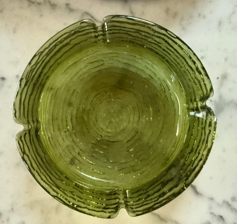 Vintage Anchor Hocking Soreno Glass Green Ashtray W1610