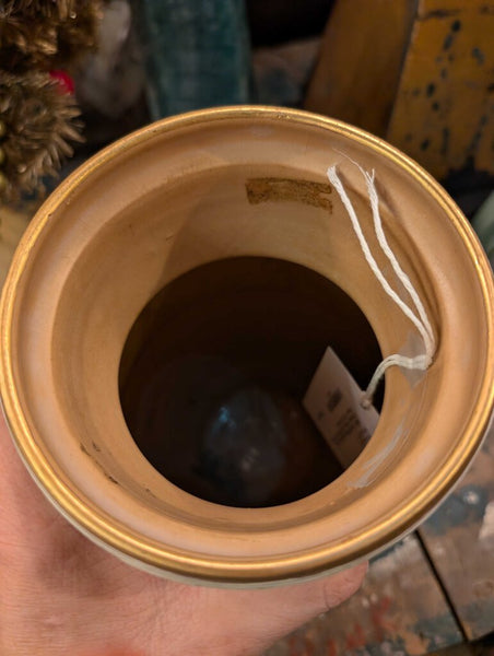 Aldo Londi Bitossi Sgraffito Gilt Ceramic Pitcher MCM Italian Pottery Vase VTG 10 inches