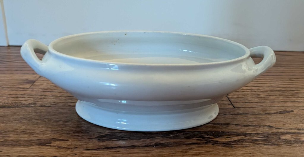 Antique Ironstone Footed Tureen Dish w/Open Handles (JW Pankhurst) 9"