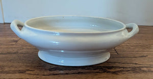 Antique Ironstone Footed Tureen Dish w/Open Handles (JW Pankhurst) 9"