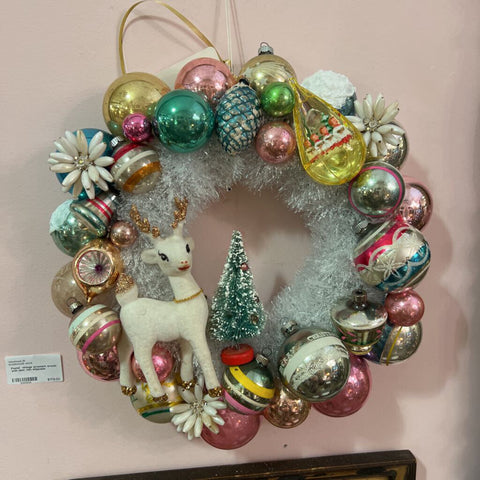 Pastel vintage ornament wreath with deer, non shippable