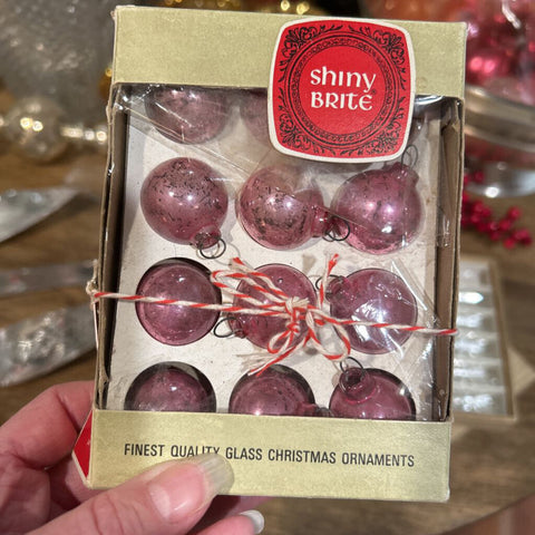 Vintage Mini Pink Glass Ornaments Box