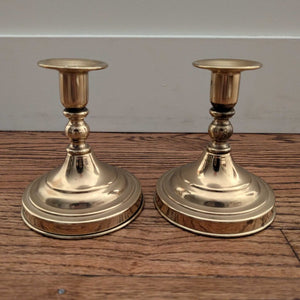 Vintage Solid Brass Candlesticks (Pair)