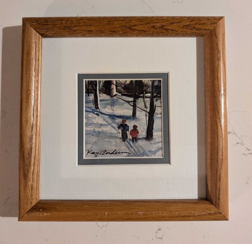 Framed Winter Scene Print (Signed) 7x7