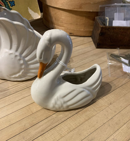 Vintage Swan Pottery Planter~ 2.5" w x 5.25" l x 5" t