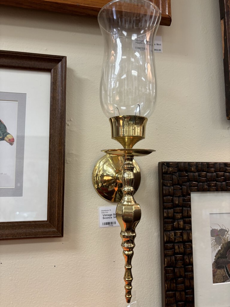 Vintage Brass Candle Sconce 14in