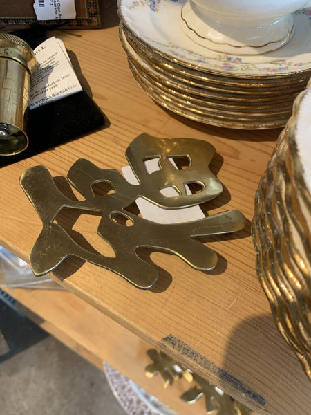 Vintage Brass Japanese Characters~ 4" w x 4.5" l