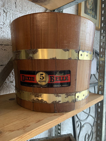 Vintage PineWood Dixie Bell Ice Cream Bucket~ 11.25" w x 10" t