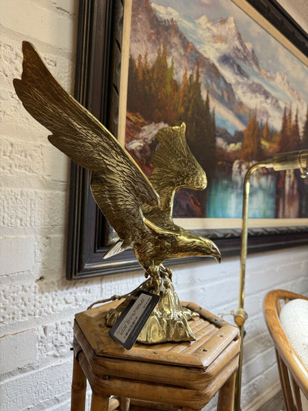 Large Brass Eagle on Rock 12"x 12" W1665