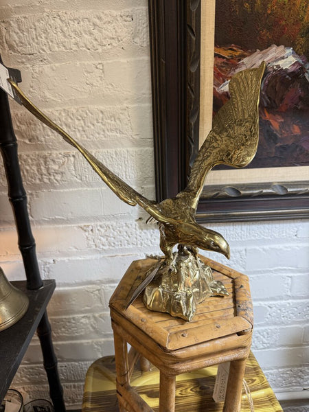 Large Brass Eagle on Rock 12"x 12" W1665