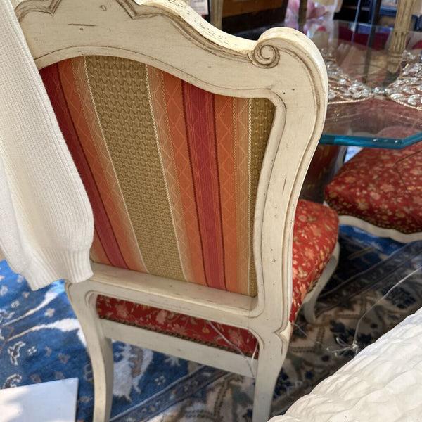 Set of 6 Chairs White Wood Floral Fabric 24W 40H 24D
