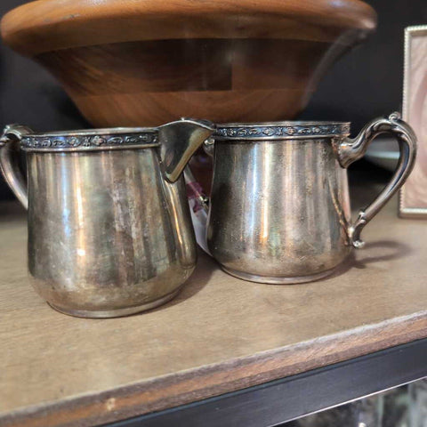 Vintage Silver Plate Creamer and Sugar by Glastonbury