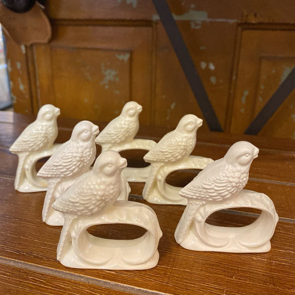 Set of 6 Vintage Bone China Bird Napkin Ring Holders 2.5" x 3"