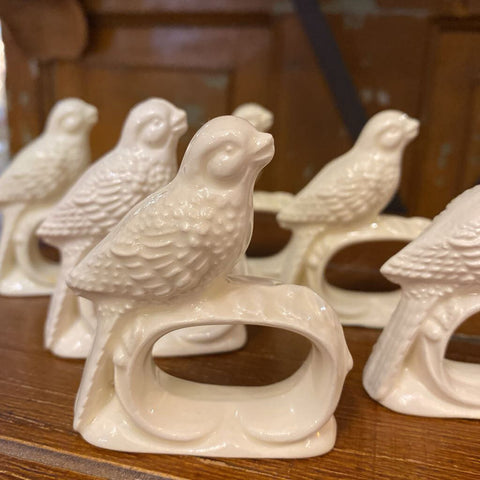 Set of 6 Vintage Bone China Bird Napkin Ring Holders 2.5" x 3"
