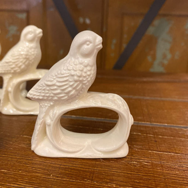 Set of 6 Vintage Bone China Bird Napkin Ring Holders 2.5" x 3"