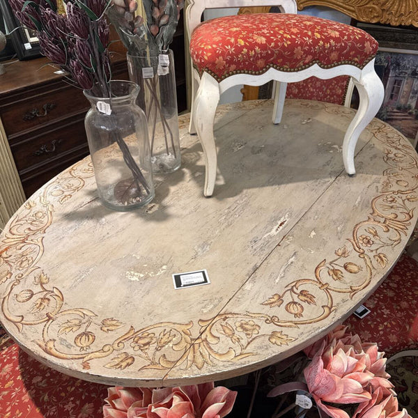 hand painted drop leaf table 70l 30.5t 25w 47oval in store pick up only