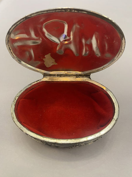 Vintage Silver Metal Trinket Box 4" x 1.5"
